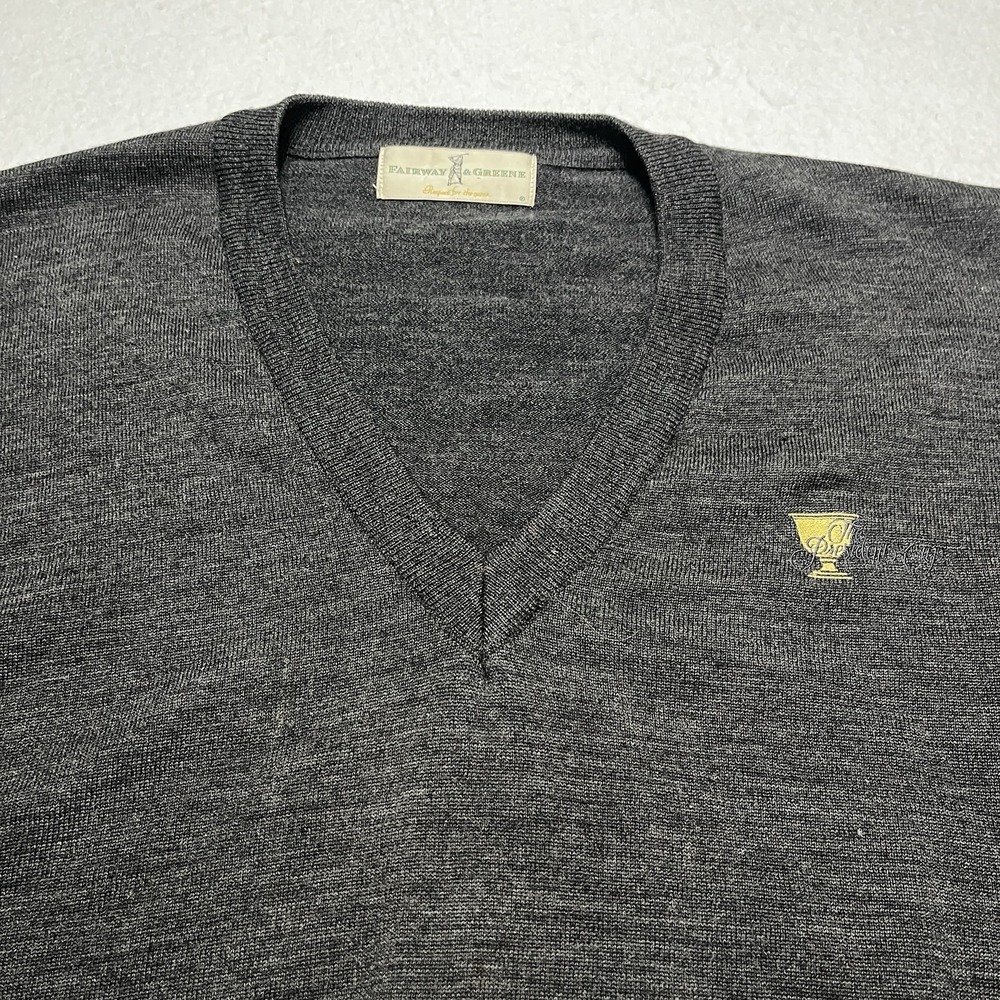 Presidents Cup‎ 100% Merino Wool V Neck Sweater By Fairway & Greene Mens XL Gray